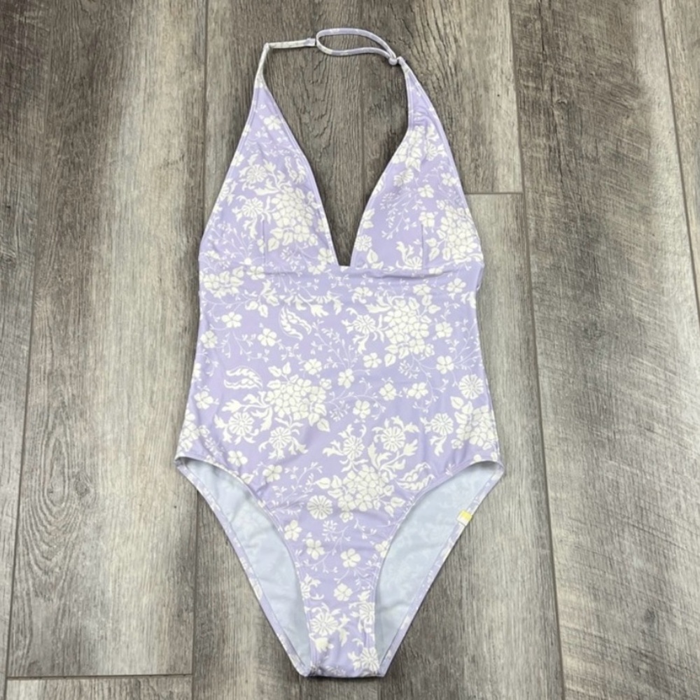 Summersalt Vintage Floral Halter Plunge One Piece Swimsuit 6 NWT